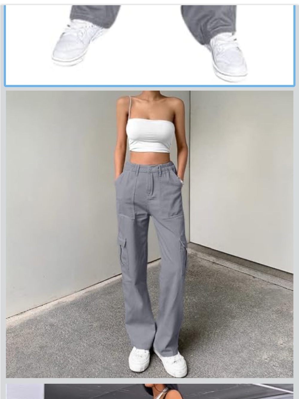 High-Waist Wide Leg Cargo Pants in Gray Streetwear Y2K Size XXL Baggy Grunge 90s